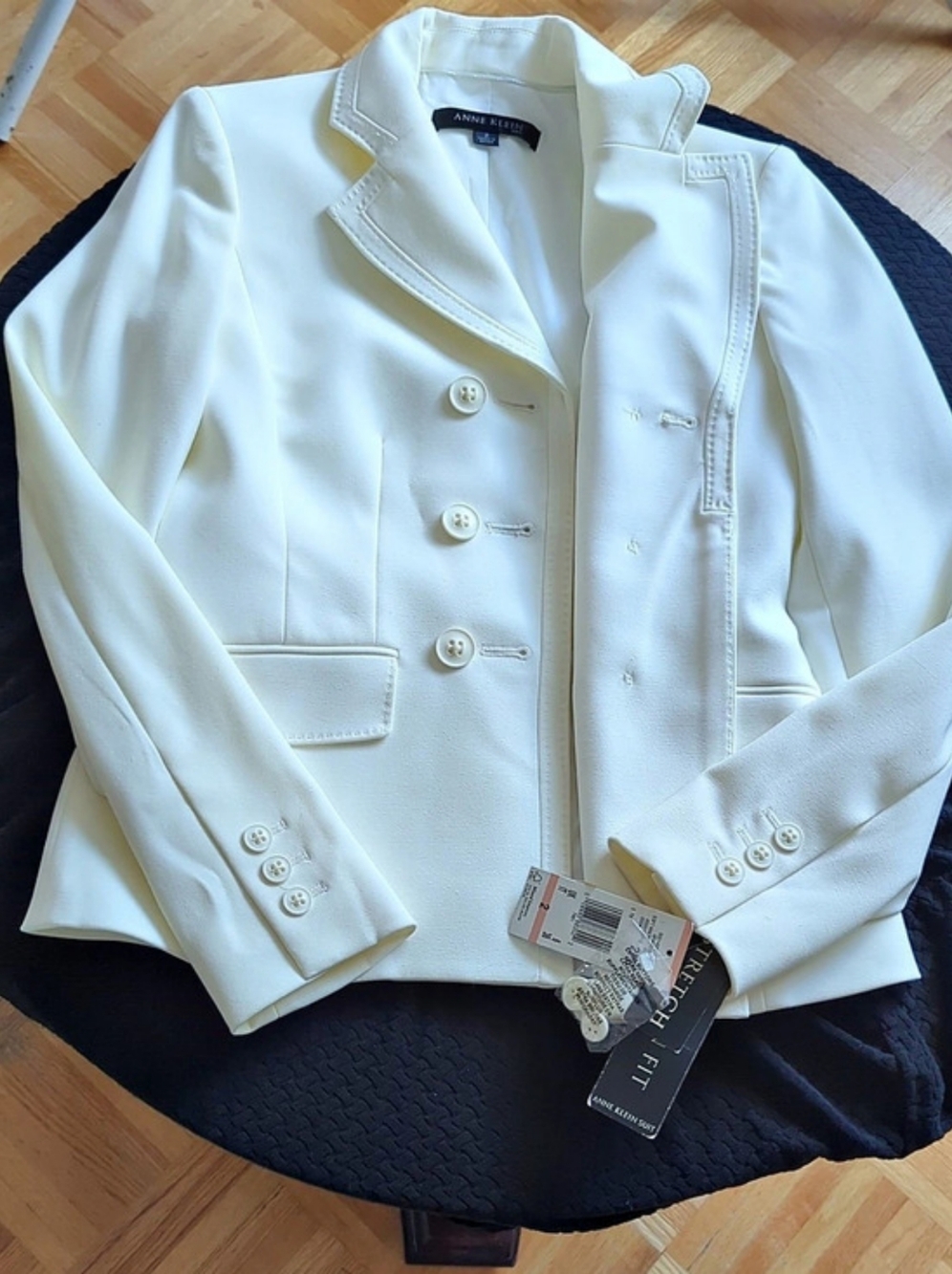 Anne Klein Petite Double-Breasted Blazer in White NWT